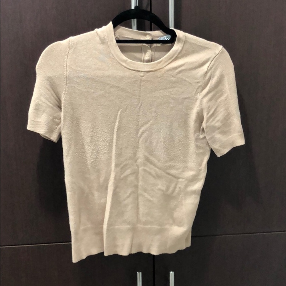 Zara Beige/Tan Soft Casual Dress Top, Size Small.